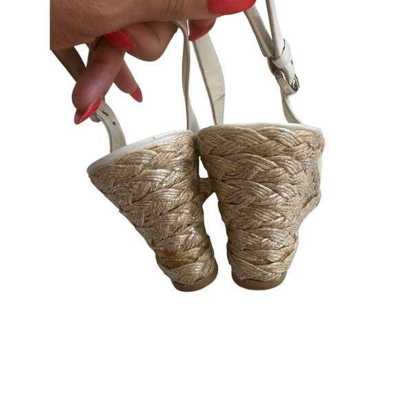 STUART WEITZMAN White Leather Espadrille Wedges Size 8.5 - Picture 6 of 10